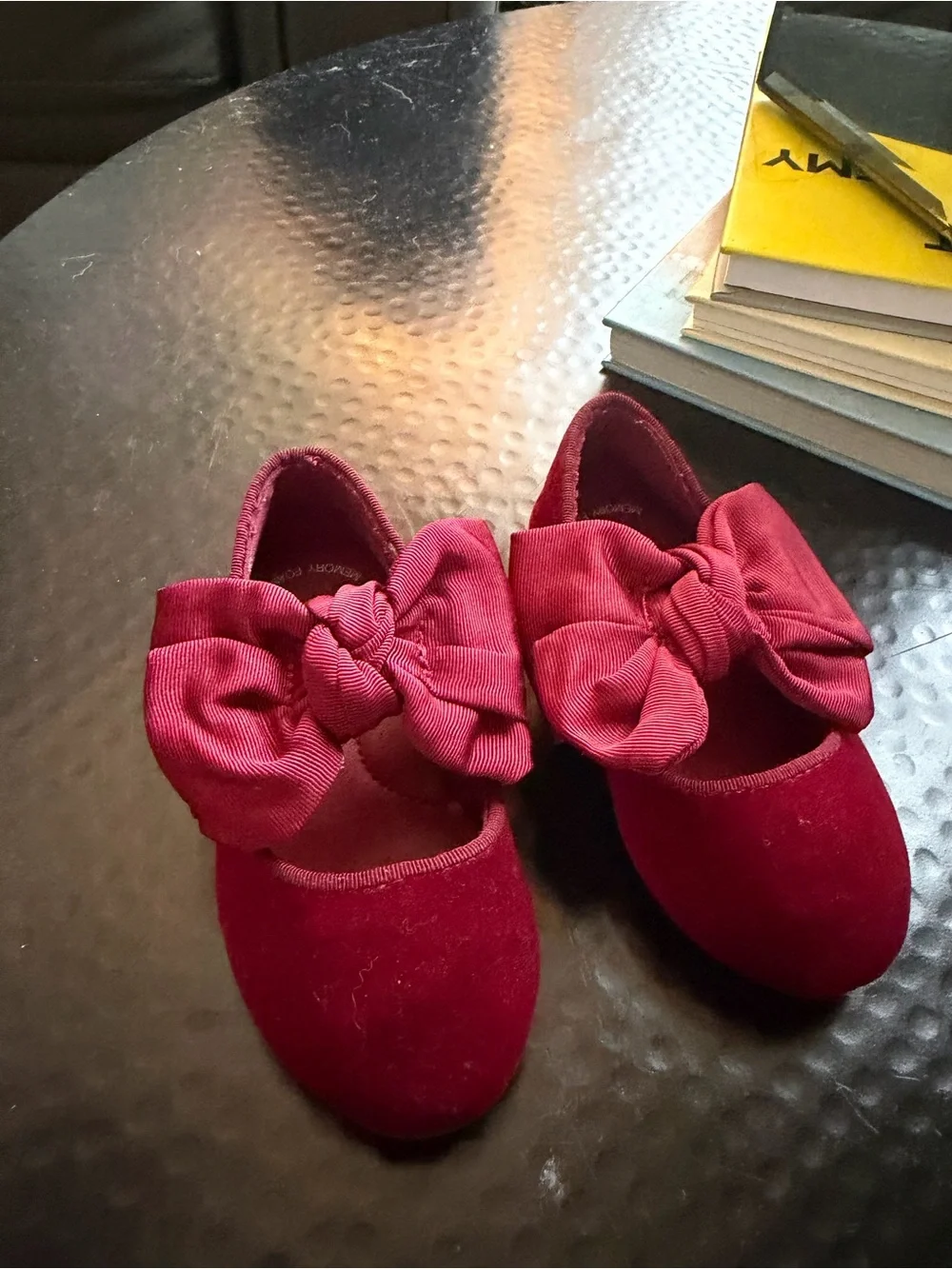 Cat & Jack Bow Velvet Ballet Flats - Red